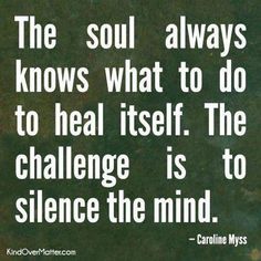 the soul always knows what to do to heal itself, the challenge is to silence the mind