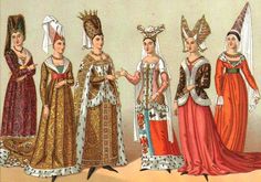 MODA FRANCESA 14th Century Clothing, Polish Clothing, Medieval Hairstyles, German Dress, Medieval Woman, Medieval Tapestry, Historical Women, Middle Age Fashion, Century Clothing