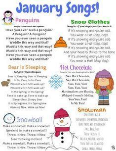 a poster with words and pictures on it that include snowman's, penguins, and