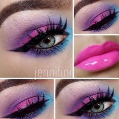 Pink Lips Art, Unicorn Surprise, Exotic Makeup, Bright Pink Lips, Maquillage Yeux Cut Crease, Makeup Ojos, Nails Bright, 80s Makeup, Drag Make-up