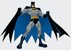 the animated batman is standing with his arms outstretched