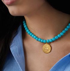 Discover a piece of history with our Armenian Jewelry, featuring the Levon II Coin. Each silver necklace is handcrafted and elegantly gold plated, offering a unique ethnic treasure. This authentic creation captures the spirit of Armenia's rich heritage, making it a heartfelt addition to any collection. Explore its timeless beauty today. Coin Adjustable Turquoise Necklace: Chain Length: 36cm to 40cm Coin Dimensions: 20mm Weight: 34 grams 1-month full refund from the day of purchase (item must be Armenian Culture, Handcrafted Accessories, Handmade Gold, Ethnic Jewelry, Gold Plated Silver, Turquoise Beads, Stone Jewelry, Timeless Beauty, Stones And Crystals