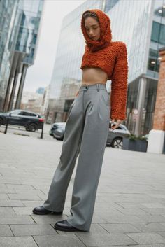 Straight fit pants are the perfect versatile piece for every eventuality. The pants have a comfortable high rise and are quite free in the hips area. The cut is straight from the hips downward. This laconic style is timeless. Definitely an investment item for your basic wardrobe needs. Tailored High-waist Winter Bottoms, Tailored Straight Leg Winter Bottoms, Tailored High Waist Winter Pants, Tailored High Waist Pants For Winter, Trendy Tailored Wide Leg Bottoms, Tailored Straight Leg Winter Pants, Fitted Straight Leg Pants For Winter, Winter Tapered Leg Pants With Belt Loops, Tailored Wide Leg Fall Pants