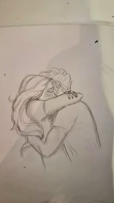 a drawing of a man hugging a woman