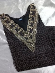 for order whatsapp at 9507106958 Golden Embroidery, Kurti Designs Latest, Kurti Design, V Neck, Quick Saves