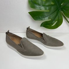 Everlane Gray The Suede Street Shoe Slip On Size 9 Retail $135 Slightly Pointed Toes Slip On Loafers Suede Feels Nubuck Leather Made In Italy Condition New With Defect Round Spot Stain ( See Picture) Never Worn Bin: Shoes Spring Workwear Low-top Slip-ons, Spring Sneakers With Leather Sole For Everyday, Everyday Spring Sneakers With Leather Sole, Loafers With Perforated Toe Box, Everyday Leather Low-top Flats, Everyday Low-top Leather Flats, Suede Slip-on Sneakers With Removable Insole, Suede Low-top Loafers With Removable Insole, Suede Low-top Loafers With Cushioned Footbed