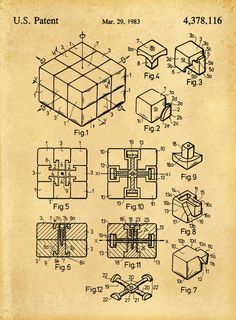 an old drawing of cubes and boxes