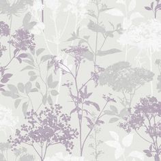 a floral wallpaper with purple and white flowers on the outside, in shades of lavender