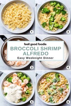 the steps to make broccoli shrimp alfredo