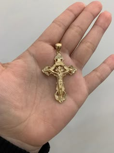 -14k cross pendant - great antique finish - great for eveyday use - has a diamond cut finish on tips to make the item sparkle more - 100% 14k real gold - great for eveyday use - color will not change nor tarnish - item sold by piece, weight is undetermined Yellow Gold Diamond Cut Crucifix Necklace, Gold Diamond Cut Cross Necklace, Luxury Gold Crucifix Cross Necklace, Gold Crucifix For Anniversary, Cross Aesthetic, Futuristic Accessories, Gold Pendants For Men, Men's Watch Accessories, Crystal Jewelry Necklaces