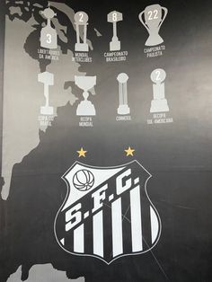 an image of a poster with different sports trophies on it's back wall in front of a map of the united states