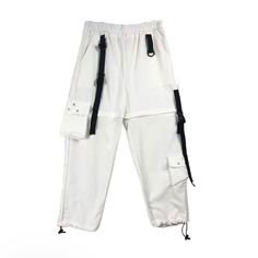 Removable White Cargo Pants, Brand New! Didn’t Quite Fit Me, Runs Small For A Medium. Bought From Rave Or Sleep Utility White Parachute Pants With Belt Loops, White Utility Parachute Pants With Belt Loops, White Techwear Parachute Pants For Streetwear, White Streetwear Bottoms With Belt Loops, White Techwear Pants With Pockets, White High Waist Cargo Pants For Streetwear, White Utility Pants With Belt Loops, High Waist White Cargo Pants For Streetwear, White Bottoms With Belt Loops For Streetwear