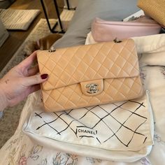 Great Condition. Lambskin Chanel Classic Medium Flap, Chanel Classic Medium, Chanel Vintage Classic Double Flap Bag Quilted Lambskin Medium, Chanel Bags, Beige Color, Chanel Bag, Limited Time, Chanel Classic, Bag Lady