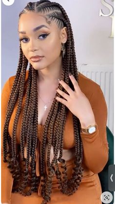 Fashion Braids Hairstyles, Braided Hairstyles Individuals, Extention Braids Hairstyle, Five Braids Hairstyle, Braided Natural Hairstyles Black Women, Braids Ideas For Long Hair, Braids Going Back For Black Women, Protective Hairstyles Braids Ideas, Passion Braids For Black Women