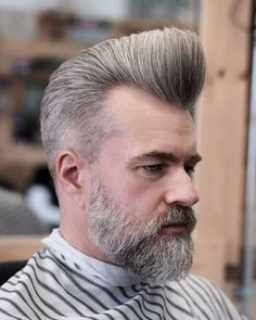 42 Fresh Hairstyles For Men Over 50 - Fashion Hombre Beard Styles For Older Men, 1950s Mens Hairstyles, Haircut Pompadour, Ducktail Beard, 50 Year Old Men, Quiff Hairstyles, Short Beard