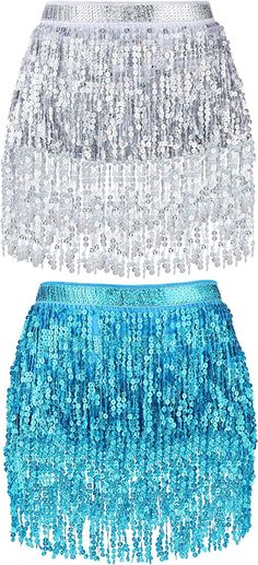 Skirt Belts, Sequin Tassel Skirt, Blue Sequin Skirt, Tool Skirt, Sparkly Halloween, Belly Dance Hip Scarf, Sequin Accessories, Sparkly Belts, Sequins Skirt