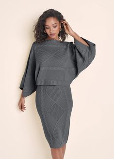 Two-piece sweater dress - Dark Grey – VENUS Dolman Sweater Dress, Nitted Sweater Dress, Peplum Sweater Dress, Womens Knitted Dresses, Grey Bodycon Sweater Dress, Modern Sweater Dress, Dress Sweater Booties, Women Sweater Dresss, Sweater Set Dress