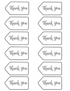 handwritten thank you tags with arrows and the words thank you written in black ink