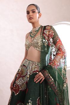 Mahima Mahajan, Lehenga Pattern, Floral Lehenga, Bridal Lehenga Collection, Green Mirror, Green Lehenga, Lehenga Collection, Fashion Couture, Chaniya Choli