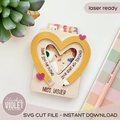 a heart shaped cut out with the words miss laviee and hearts on it