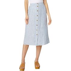 Faherty Women's Button Front Low Tide Stripe Whitley Skirt Blue White Size L Nwt The Primary Materials That Compose This Product Contain A Minimum Of 20 Percent Organic Content. ; A Midi-Length Silhouette, The Faherty Whitley Skirt Comes With A Stripe Detailing All Over. Elasticized Waistband. A-Line Skirt. Buttoned Front Closure. 100% Organic Cotton. Machine Wash, Tumble Dry. Imported. Skirt, Midnight, Black, Women, Leather, Party, Cocktail, Clubwear, Disco, Casual, Travel, Christmas, Summer, S Blue Skirt With Button Closure For Day Out, Blue Buttoned Skirt For Spring, Blue Bottoms With Button Closure For Daywear, Knee-length Buttoned Skirt For Daywear, White Buttoned Skirt For Daywear, Spring Midi Skirt With Button Closure, Blue Relaxed Skirt With Buttons, Blue Knee-length Bottoms With Button Closure, Blue Button-up Summer Skirt