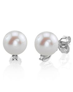 These exquisite pearl earrings add a touch of elegance to any occasion. These earrings feature two lustrous 7mm, AAAA quality Fershwater cultured pearls, hand picked for their gorgeous luster and surface. The pearls are mounted on 1.29 gram of the finest 14K white gold and .03 carat SI quality diamond stud . If you have any questions about our jewelry, feel free to call us anytime at 866-87-PEARL (866-877-3275). Elegant Round Pearl Earrings For Evening, Pearl Diamond Earrings For Anniversary, Elegant Diamond White Pearl Earrings With Brilliant Cut, Timeless Pearl Earrings With Diamond Accents, Timeless Pearl Earrings With Diamond Accents As Gift, Formal Diamond White Akoya Pearl Earrings, Classic Akoya Pearl Earrings With Pearl Pendant, Akoya Pearl White Pearl Earrings For Evening, Diamond White Akoya Pearl Earrings For Formal Occasions