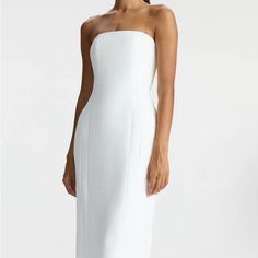 The Elizabeth Dress, A Part Of A.L.C.'S Signature Collection, Is Impeccably Cut From Structured Winter White Fabric. This Midi Silhouette Is Strapless, Featuring Pockets And Darted Seams For A Feminine Fit. We Recommend To Size Up One From Your Typical Size. Perfect For Bride. Strapless Midi Dress, S Signature, Signature Collection, Winter White, White Fabric, White Fabrics, Colorful Dresses, Midi Dress, Size 6