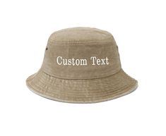 Custom embroidered bucket hats are a trendy and practical way to promote your brand or express your personal style. Create a one-of-a-kind design for your team or business with a range of colors and options. The Premium Bucket Hat is a soft, unconstructed cap featuring a clean look and snug fit, perfect for daily wear. Made of 100% cotton. All of our customizations are done with embroidery using a commercial embroidery machine and a needle and thread. Embroidery is unable to produce shading/grad Summer Outdoor Bucket Hat With Embroidered Logo, Beach Bucket Hat With Letter Print, Casual Wide Brim Bucket Hat With Embroidered Logo, Embroidered Logo Bucket Hat For Beach, Casual Outdoor Bucket Hat With Letter Print, Casual Summer Bucket Hat With Flat Bill, Casual Embroidered Bucket Hat For Beach, Casual Wide Brim Hat With Embroidered Logo, Personalized Casual Outdoor Hats