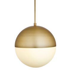 an image of a light fixture with a white ball on the top and gold trim