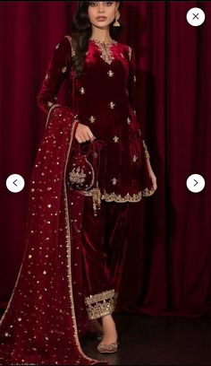 Bollywood Style Velvet Sharara For Navratri, Fitted Velvet Traditional Wear With Mirror Work, Festive Embroidered Velvet Sharara, Eid Velvet Traditional Wear With Pallu, Traditional Red Velvet Sharara, Eid Velvet Saree Sets, Red Velvet Traditional Sharara, Velvet Sharara For Navratri Festival, Navratri Velvet Sharara With Resham Embroidery