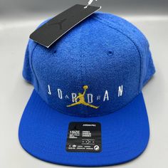 Air Jordan Hat Men Blue Jumpman Pro Sport Dna Snap Back Cap New Blue Breathable Six-panel Hat, Functional Blue Sports Hat, Blue Breathable Baseball Cap For Sports Events, Blue Breathable Baseball Cap With Flat Bill, Blue Breathable Baseball Cap For Sports, Blue Breathable Baseball Cap With Visor, Functional Blue Baseball Cap For Sports, Blue Six-panel Fitted Hat For Sports Events, Blue Breathable Visor Baseball Cap