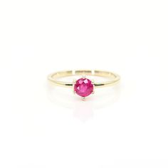 14k Ruby Engagement Ring | 5.0MM Solitaire Lab Created Ruby Wedding Ring | July Birthstone Ring | 14k Gold Ruby Ring | Anniversary Gift | Handmade Jewelry P R O D U C T 𝄪 D E T A I L S ✽ Metal: 14k Yellow Gold, White Gold & Rose Gold ✽ Bottom Band Width: 1.5 MM ✽ Center Stone: Lab Created Ruby ✽  Stone Size: 5.0 MM (approx. 0.5ct) ✽ Made to Order ✽ Curved Band Suggestion: https://etsy.me/3qvEF87 ✽ Same Engagement Ring with Diamond: Garnet: https://etsy.me/44lWN1L Sapphire: https://etsy.me/44vW1 Ruby Wedding Ring, 14k Gold Ruby Ring, Gold Ruby Ring, Rubin Ring, Ruby Wedding Rings, July Birthstone Ring, Ruby Ring Gold, Ruby Wedding, Ruby Engagement Ring