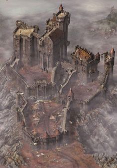 an aerial view of a castle in the sky