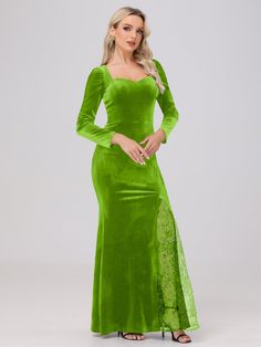 Lime_Green Lime Green Bridesmaid Dresses, Dresses With Split, Bridesmaid Dresses Dusty Sage, Velvet Bridesmaid, Dress Satin Bridesmaid, Bridesmaid Dresses Satin, Long Sleeve Bridesmaid Dress, Floral Bridesmaid Dresses, Velvet Bridesmaid Dresses