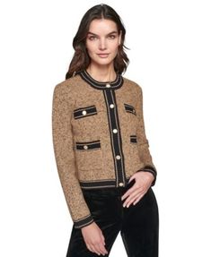 KARL LAGERFELD PARIS Women's Shine Tweed Cardigan - Macy's Clothes Over 50, Petite Clothes, Tweed Cardigan, Paris Model, Best Places To Shop, Dress Shirt And Tie, Places To Shop, Mary Jane Shoes Womens, Paris Woman