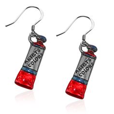 Whimsical Gifts | Artist Paint Tube Charm Earrings in Silver Finish | Artist |  | Jewelry Lesbian Earrings, Tube Earrings, Paint Tube, Gift Logo, Paint Tubes, Whimsical Gifts, Logo Gifts, Artist Gifts, French Wire