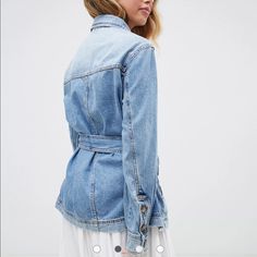 Free People Denim Tie Jacket. Brand New Without Tags. Can Post Actual Photos Of Item If Asked. Light Wash Utility Denim Jacket For Fall, Chic Light Wash Outerwear With Button Closure, Light Wash Spring Outerwear For Work, Spring Light Wash Outerwear For Work, Chic Light Wash Outerwear With Pockets, Chic Medium Wash Outerwear For Spring, Trendy Light Wash Outerwear For Work, Spring Denim Utility Outerwear, Spring Utility Denim Jacket For Workwear