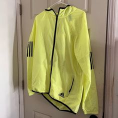 New With Tags! Worn Once. Bright Yellow!! Spring Adidas Outdoor Outerwear, Adidas Spring Streetwear Outerwear, Adidas Spring Outerwear For Streetwear, Adidas Outerwear For Spring Streetwear, Adidas Streetwear Outerwear For Spring, Adidas Outdoor Outerwear For Spring, Adidas Spring Outdoor Outerwear, Adidas Long Sleeve Windbreaker For Winter, Adidas Green Outerwear For Streetwear