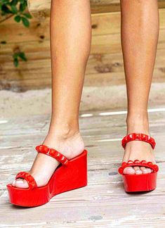 Casual Wedge Sandals With Red Sole, Red Blush, Bracelet Size Chart, Timeless Brand, Platform Wedge Heels, Jelly Shoes, By The Beach, Summer Chic, Fuchsia Color