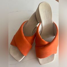 Sanctuary Genuine Leather Orange Slip-On Heel Size 8 Brand New Condition Orange Cream, Orange Leather, Shoes Women Heels, Block Heels, Shoes Heels, Genuine Leather, Slip On, Women Shoes, Brand New