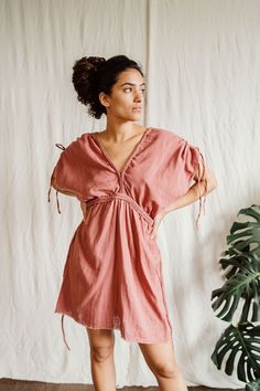 ~Dusty pink Lotus dress~ ~ Made with luxury Bamboo- ~Uk size 6~14~ Blush Mini Dress For Summer, Pink Short Sleeve Dress For Loungewear, Pink Short Sleeve Loungewear Dress, Pink Bohemian Mini Dress For Daywear, Bohemian Pink Mini Dress For Daywear, Mauve V-neck Mini Dress For Summer, Blush Flowy Short Sleeve Dress, Blush Short Sleeve Summer Dress, Blush Mini Length Summer Dress