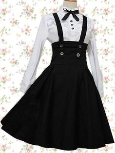 White Long Sleeves Blouse And Black Classic Lolita Skirt White Long Sleeves, Classic Lolita, White Long Sleeve Blouse, Sleeves Blouse, Kawaii Clothes, Cosplay Outfits, Lolita Dress, Edgy Outfits, Lolita Fashion