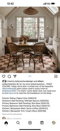 an instagramted photo of a dining room table and chairs