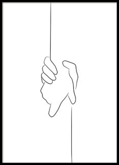 a line drawing of two hands holding on to a pole