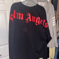 Was Originally An Xl But I Tailored To Fit A L (Or Oversized M). Due To The Tailoring There Is No Side Tag However It Was Purchased From A Reputable Source And Guaranteed Authentic. No Stains And Basically Brand New Besides The Tailoring. Black Long Sleeve Tops For Streetwear, Fall Season Logo Print Tops For Streetwear, Fall Streetwear Tops With Logo Print, Oversized Logo Print Top For Fall, Black Long Sleeve Shirt With Text Print, Black Long Sleeve Top With Logo, Black Oversized Logo Print Top, Oversized Long Sleeve Tops With Logo Print, Oversized Black Top With Logo Print