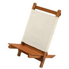 a wooden chair with a white cloth on it