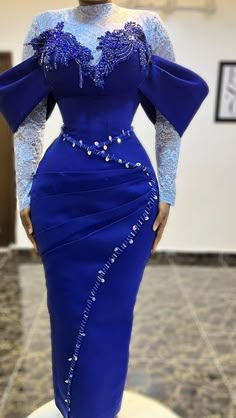 Owambe Dresses For Women, Nigerian Women Fashion African Dress, Ankara Wedding Dress Styles, African Wedding Attire For Women, African Lace Dresses Nigerian Fashion, Nigerian Wedding Reception Dress For Bride, Blue Asoebi, Blue Asoebi Lace Styles For Wedding, Blue Aso Ebi Styles Lace