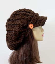 This is made to order. This hat is crocheted with chunky brown acrylic yarn and is washable. I can make this in a variety of different colors so please contact me if you would like this in another color. Brown Slouchy Hand-knitted Crochet Hat, Slouchy Brown Hand-knitted Crochet Hat, Slouchy Hand-knitted Brown Crochet Hat, Brown Slouchy Handmade Crochet Hat, Slouchy Brown Crochet Hat Handmade, Brimmed Brown Crochet Hat For Fall, Brown Crochet Cap For Fall, Brown Acrylic Yarn Hat For Fall, Slouchy Brown Crochet Hat