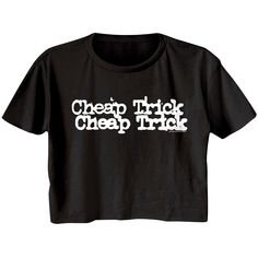 "Cheap Trick Women's Crop Top T-Shirt by American Classics This Illinois-based rock group founded in 1973, in a roundabout way they first found fame in Japan before more widespread acclaim. Cheap Trick still are reknown live performers, they have toured consistently, well over 5,000 gigs til now. If you have ever been to a Cheap Trick show you'll instantly recognise the vintage concert merch t-shirts. What's included: Black printed women's cropped t-shirt Available in sizes (S, M, L, XL) Officia Womens Crop Top, Rock Band Logos, Festival Crop Tops, Rock Band Tees, Cheap Trick, Womens Black Shorts, Half Shirts, Festival Tops, Rock T Shirts