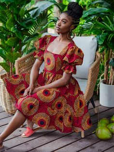 Summer Batik Dress – Chen Burkett New York African Print Smocked Dress, African Graduation Dress Style, African Summer Dress, Cute African Dresses, African Style Dresses, Dresses African Fashion, Chitenge Dresses, Wax Dress, Wax Print Dress